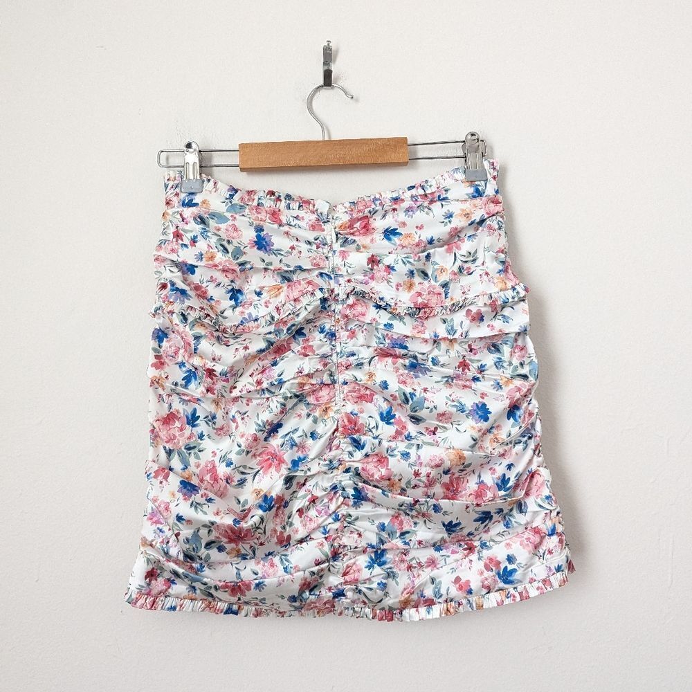 NWT For Love and Lemons white blue pink floral Juliet skirt crop top set M/L - Picture 9 of 10
